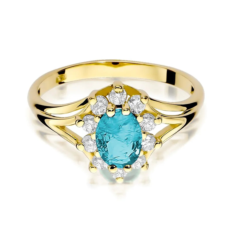 Gold Ring with 0.90ct Topaz and 0.30ct Diamonds
