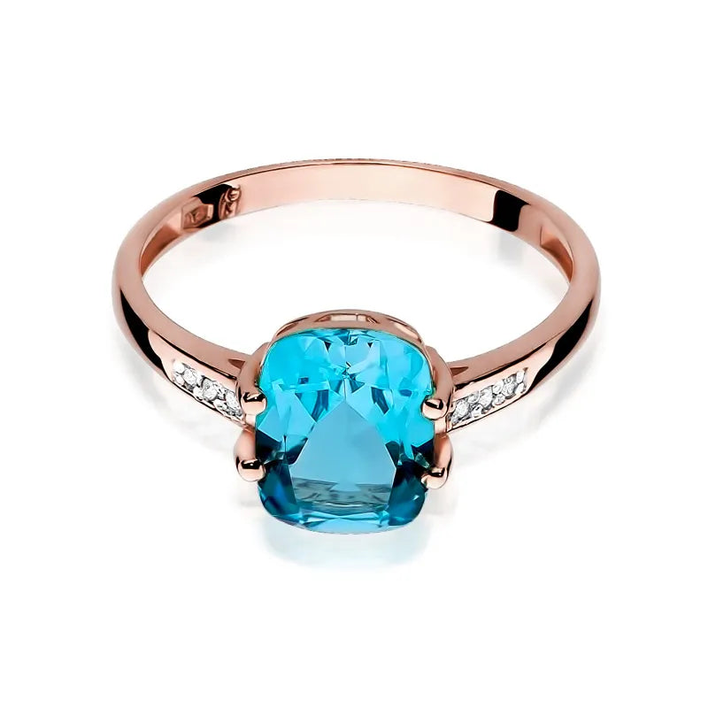 Gold Ring with 2.40ct Topaz and 0.03ct Diamonds