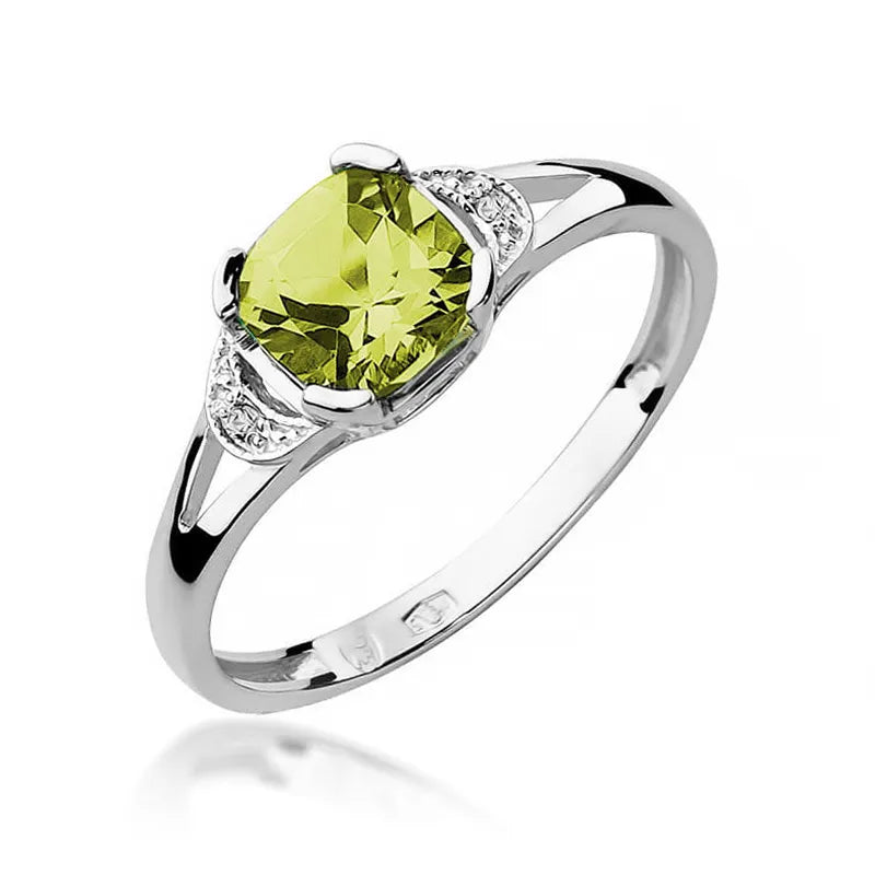 Gold Ring with 1.00ct Olivine and 0.01ct Diamonds