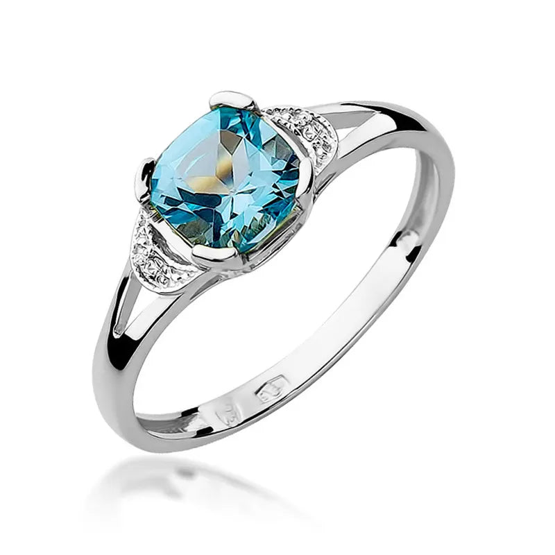 Gold Ring with 1.10ct Topaz and 0.01ct Diamonds