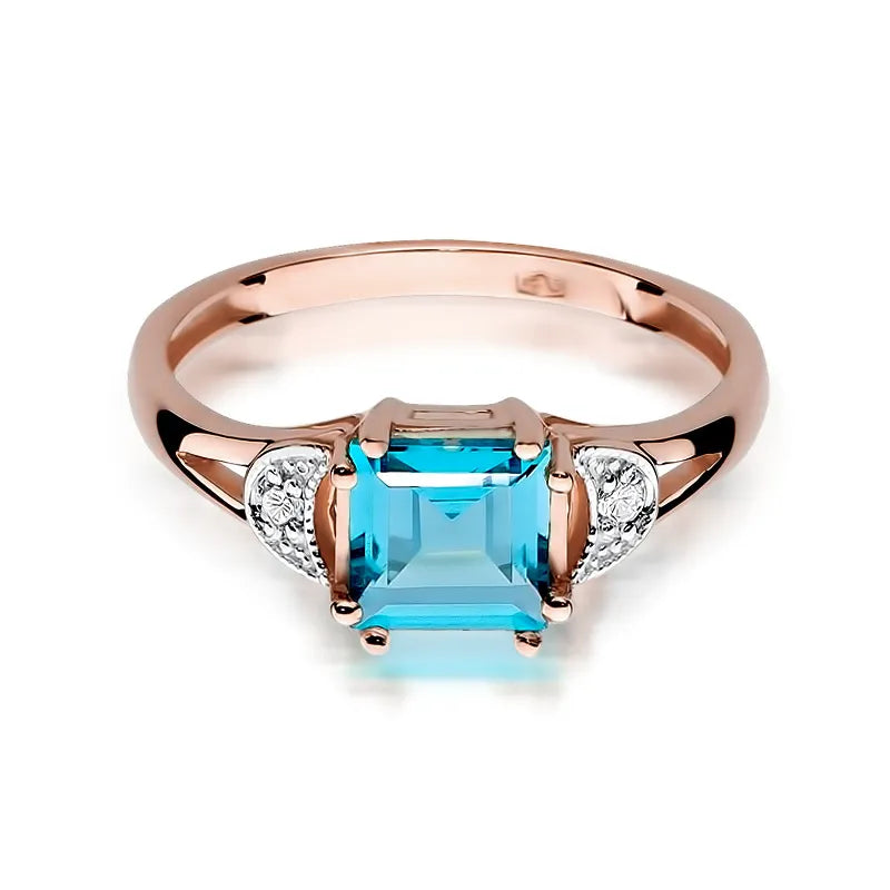 Gold Ring with 1.40ct Topaz and 0.06ct Diamonds