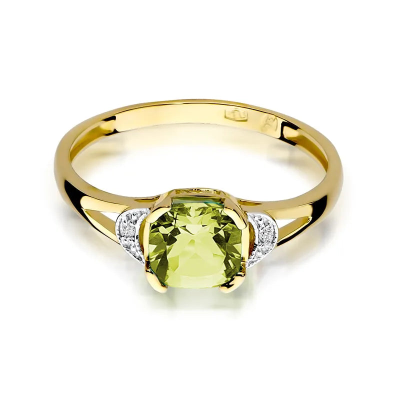 Gold Ring with 1.00ct Olivine and 0.01ct Diamonds