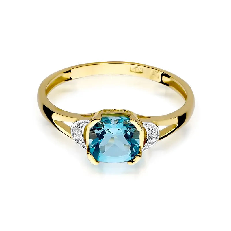 Gold Ring with 1.10ct Topaz and 0.01ct Diamonds