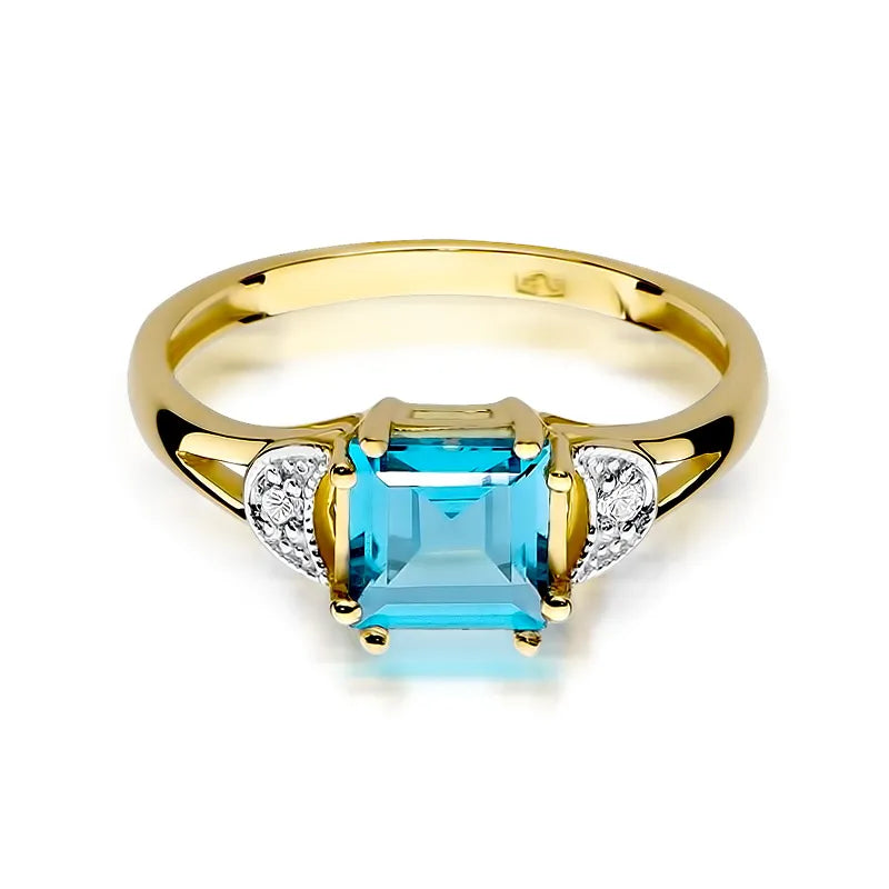 Gold Ring with 1.40ct Topaz and 0.06ct Diamonds