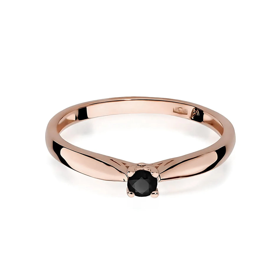 Gold Ring with 0.12ct Black diamond