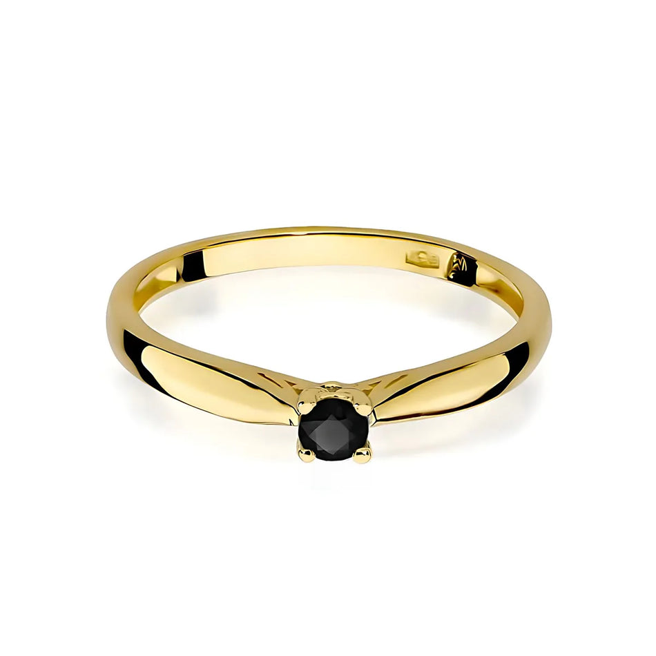 Gold Ring with 0.12ct Black diamond