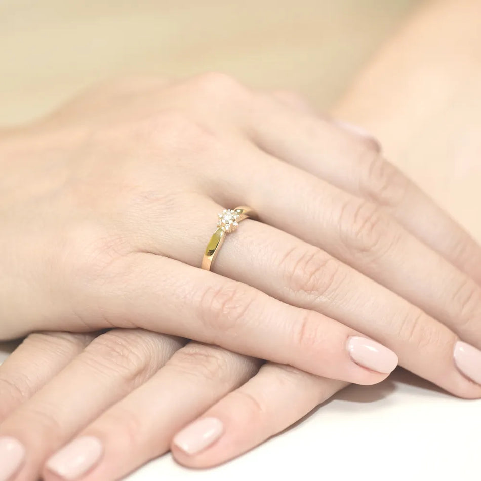 Gold Ring with 0.10ct and 0.052ct Diamonds