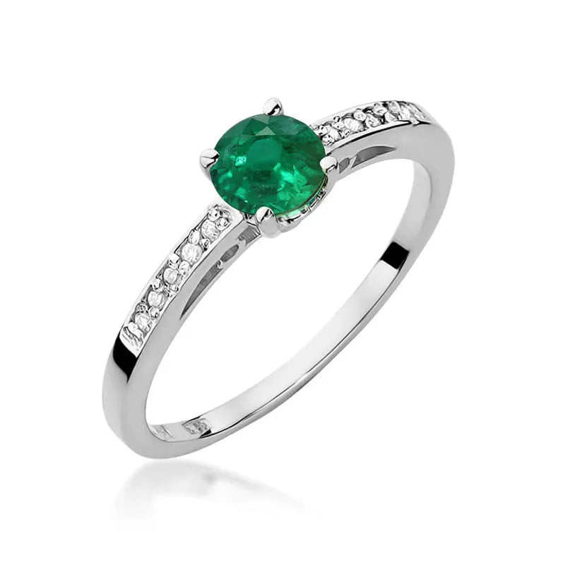 Zlatý prsten s 0,50ct smaragdem a 0,05ct diamanty