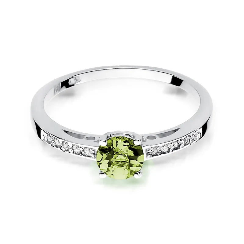 Gold Ring with 0.60ct Olivine and 0.05ct Diamonds