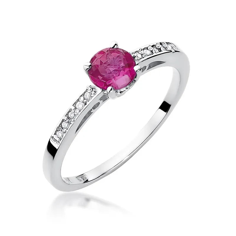 Zlatý prsten s rubínem 0,60 ct a diamanty 0,05 ct