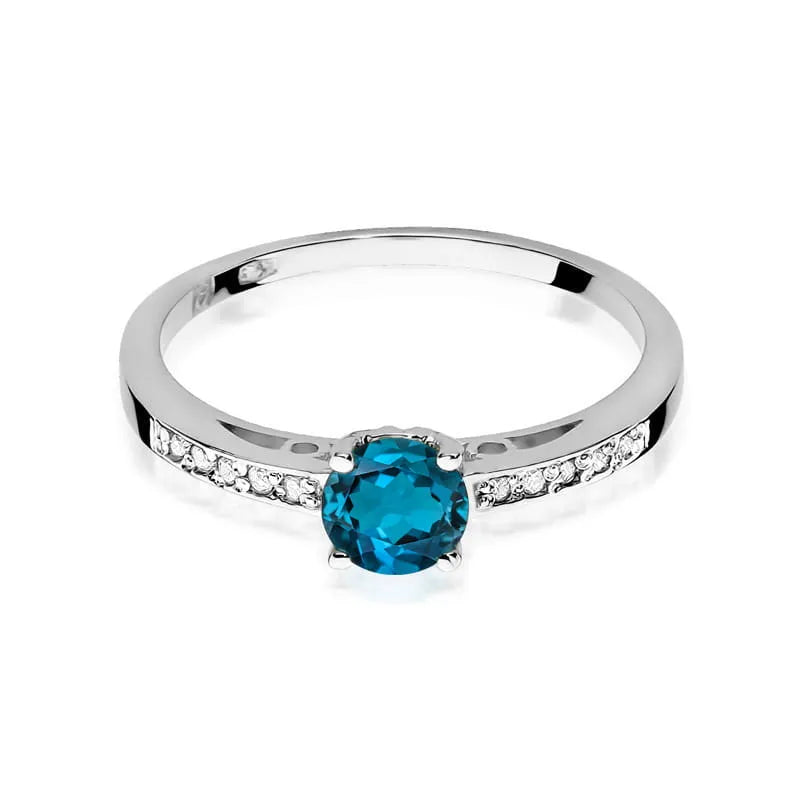 Gold Ring with 0.50ct Topaz London Blue and 0.05ct Diamonds
