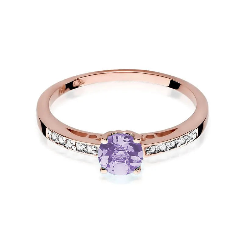 Gold Ring with 0.50ct Amethyst and 0.05ct Diamonds