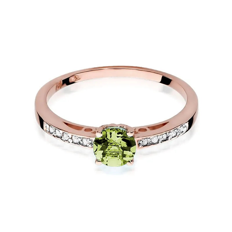 Gold Ring with 0.60ct Olivine and 0.05ct Diamonds