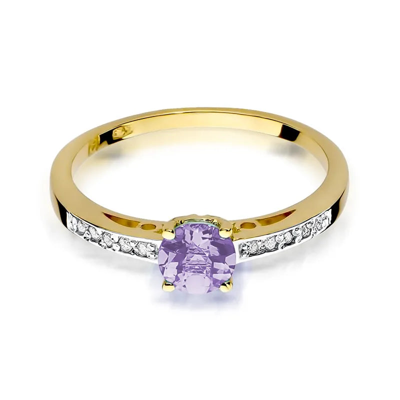 Gold Ring with 0.50ct Amethyst and 0.05ct Diamonds