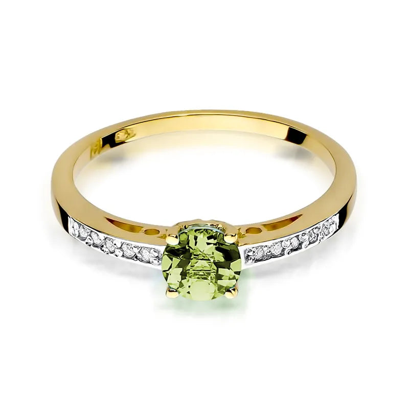 Gold Ring with 0.60ct Olivine and 0.05ct Diamonds