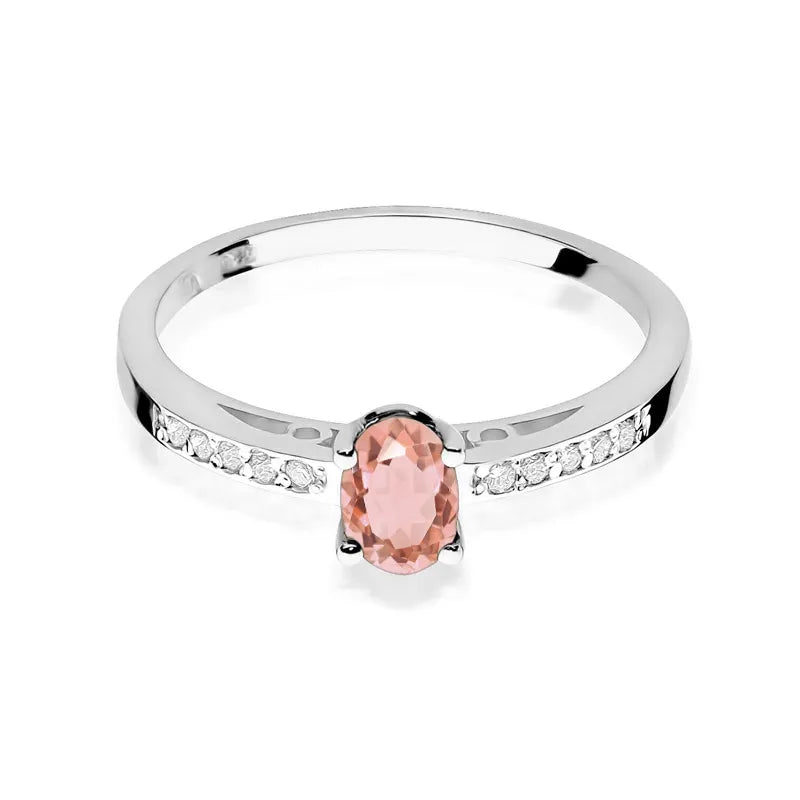 Gold Ring with 0.40ct Morganite and 0.05ct Diamonds