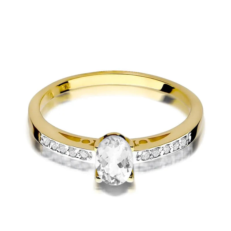 Gold Ring with 0.50ct White sapphire and 0.05ct Diamonds