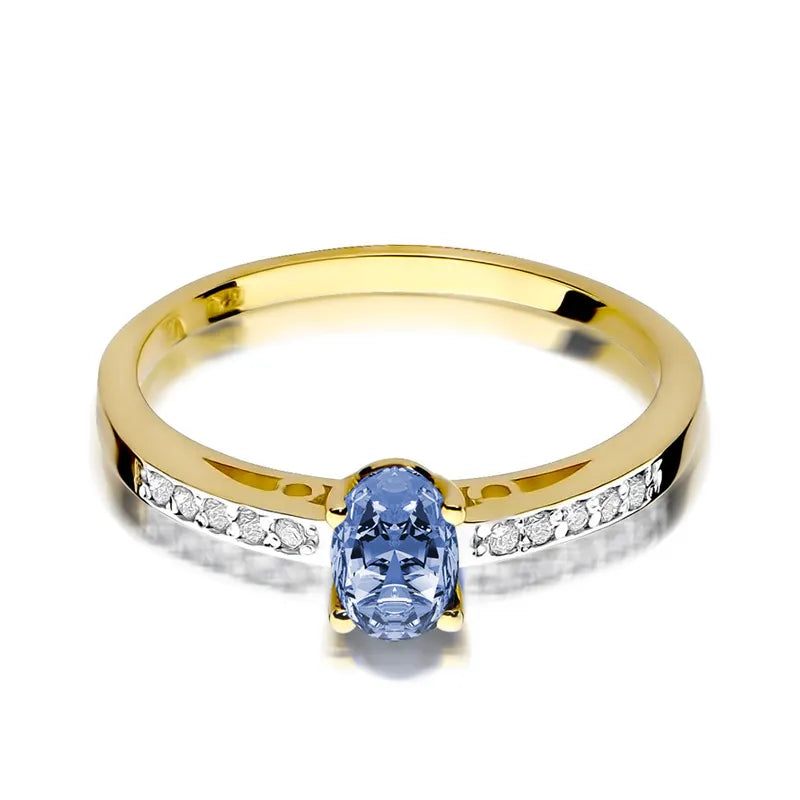 Gold Ring with 0.40ct Tansanit and 0.05ct Diamonds