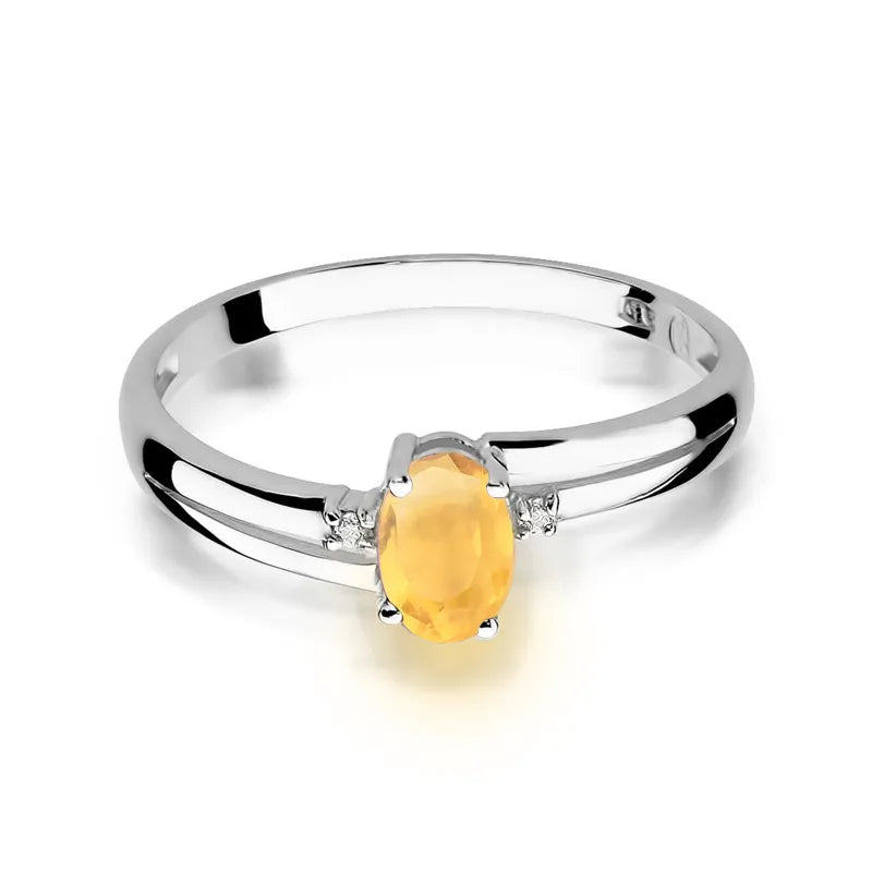 Gold Ring with 0.60ct Citrin and 0.029ct Diamonds