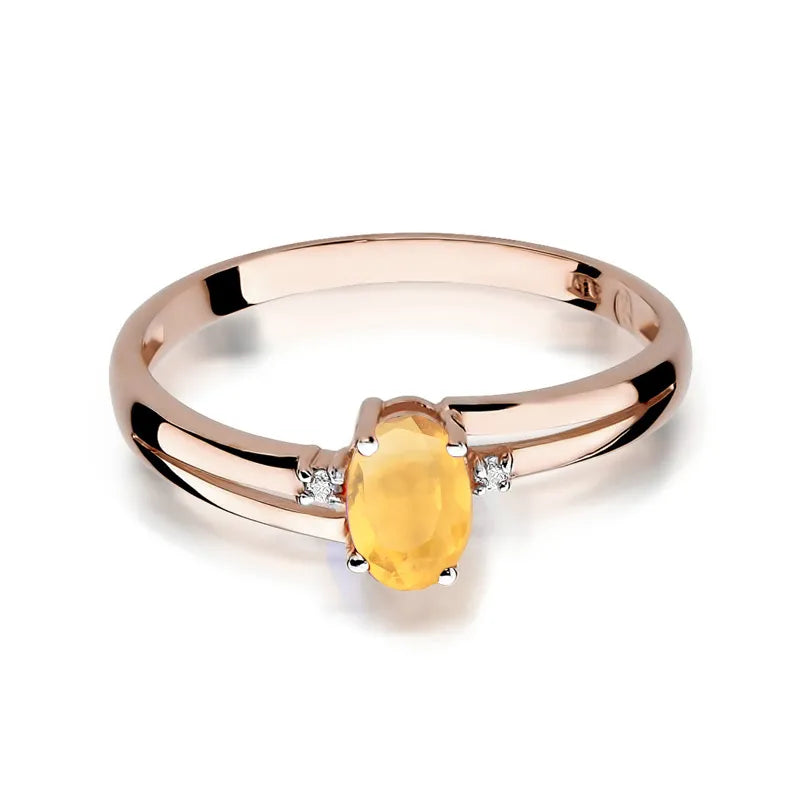 Gold Ring with 0.60ct Citrin and 0.029ct Diamonds