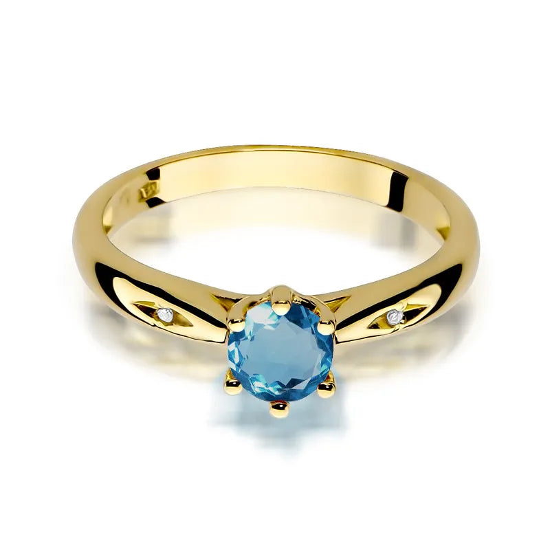 Zlatý prsten s 0,50ct topazem London Blue a 0,01ct diamanty