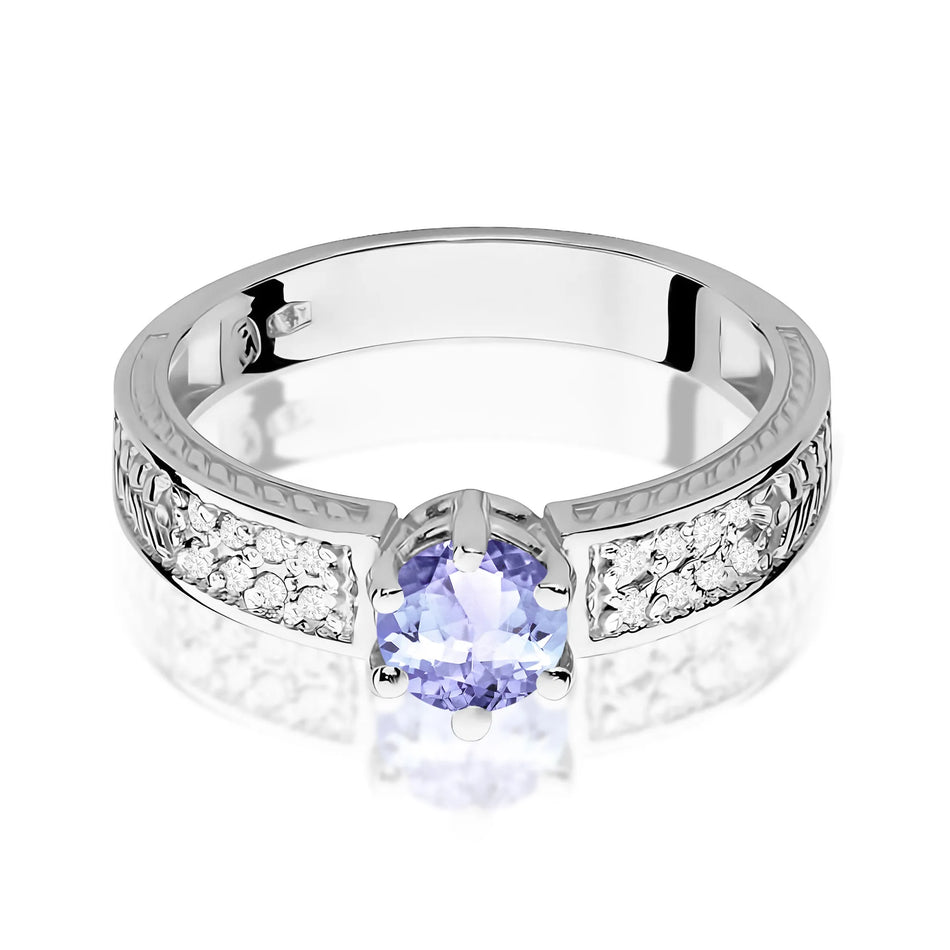 Zlatý prsten s 0,50ct tanzanitem a diamanty