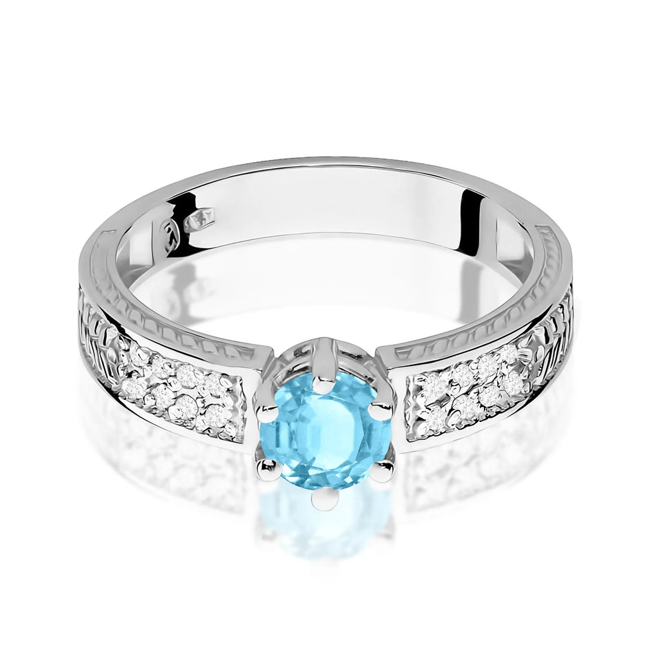 Zlatý prsten s topazem 0,50 ct a diamanty