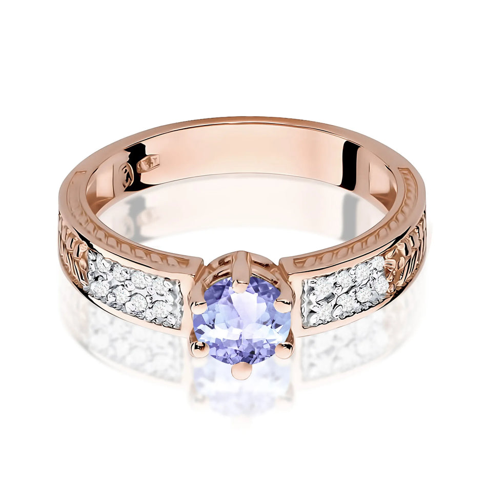 Zlatý prsten s 0,50ct tanzanitem a diamanty