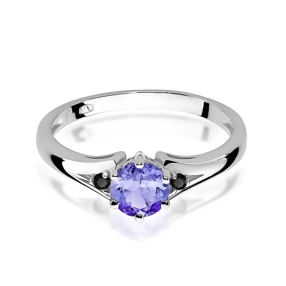 Gold Ring with 0.50ct Tansanit and Black Diamonds