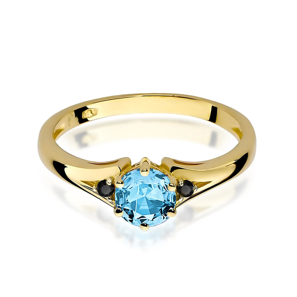 Gold Ring with 0.50ct Topaz and Black Diamonds