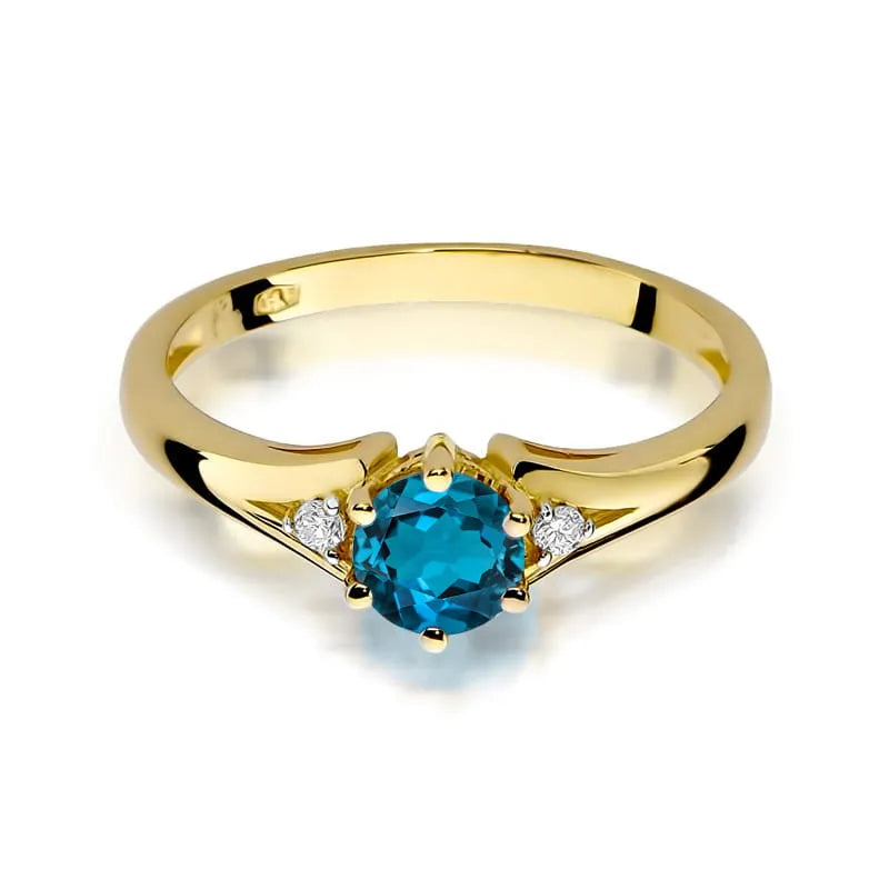 Gold Ring with 0.50ct Topaz London Blue and Diamonds