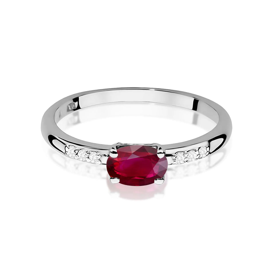 Zlatý prsten s rubínem 0,60 ct a diamanty 0,03 ct