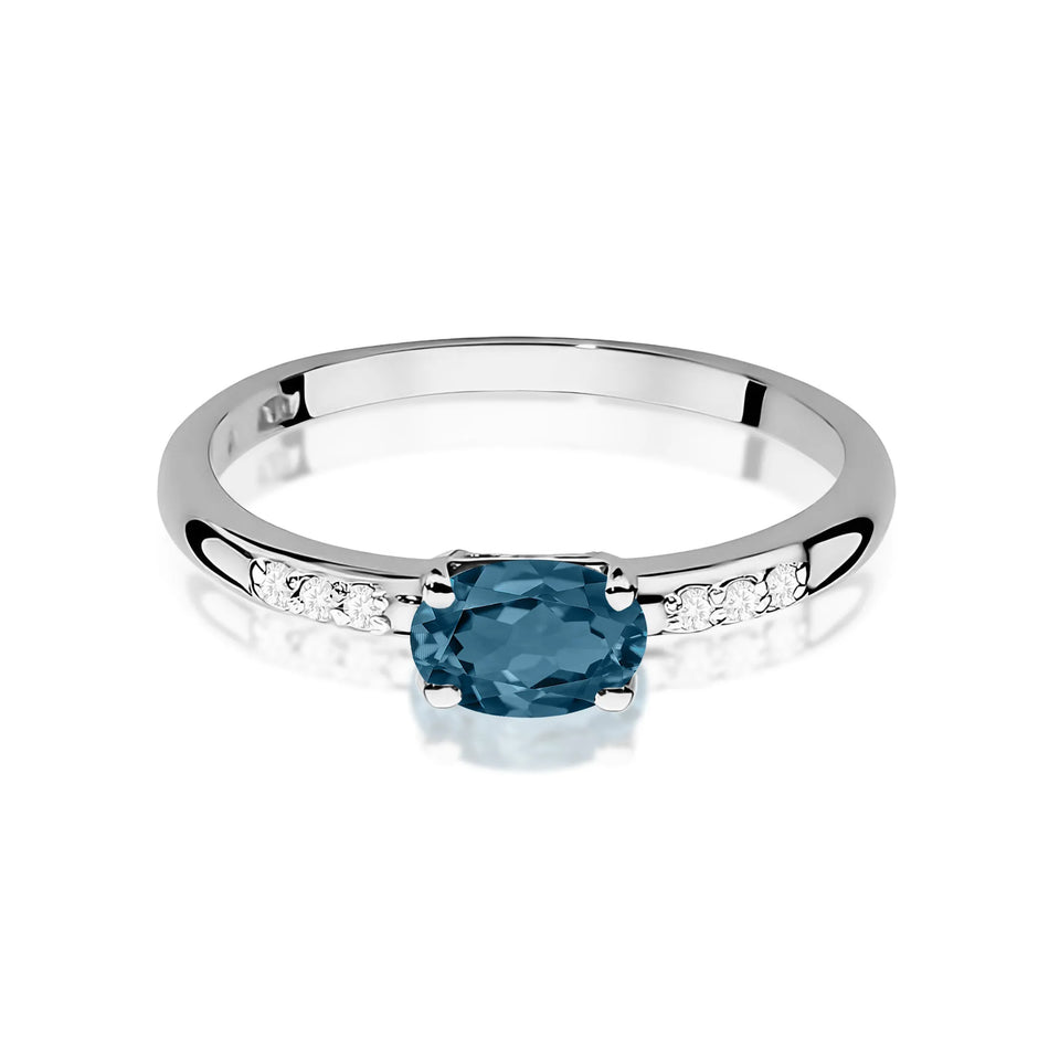 Gold Ring with 0.50ct Topaz London Blue and 0.03ct Diamonds