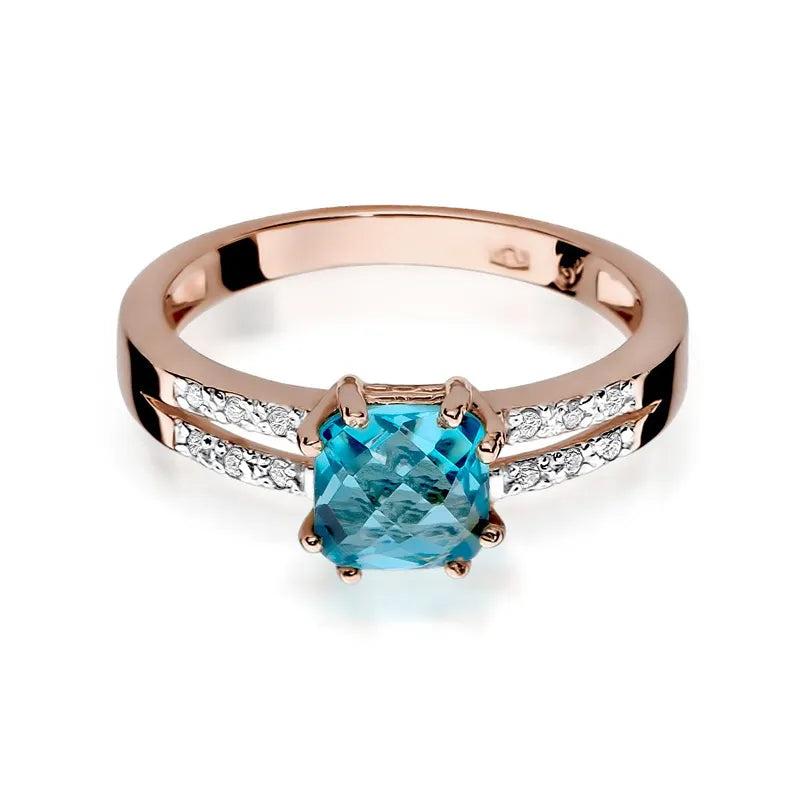 Gold Ring with 1.10ct Topaz and 0.06ct Diamonds