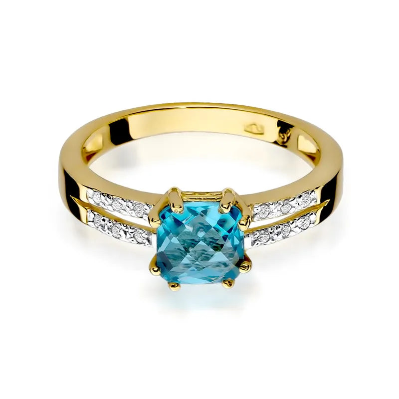 Gold Ring with 1.10ct Topaz and 0.06ct Diamonds