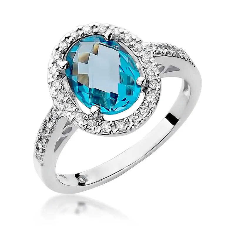 Gold Ring with 1.70ct Topaz and 0.16ct Diamonds