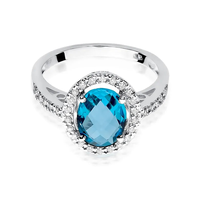 Gold Ring with 1.70ct Topaz and 0.16ct Diamonds