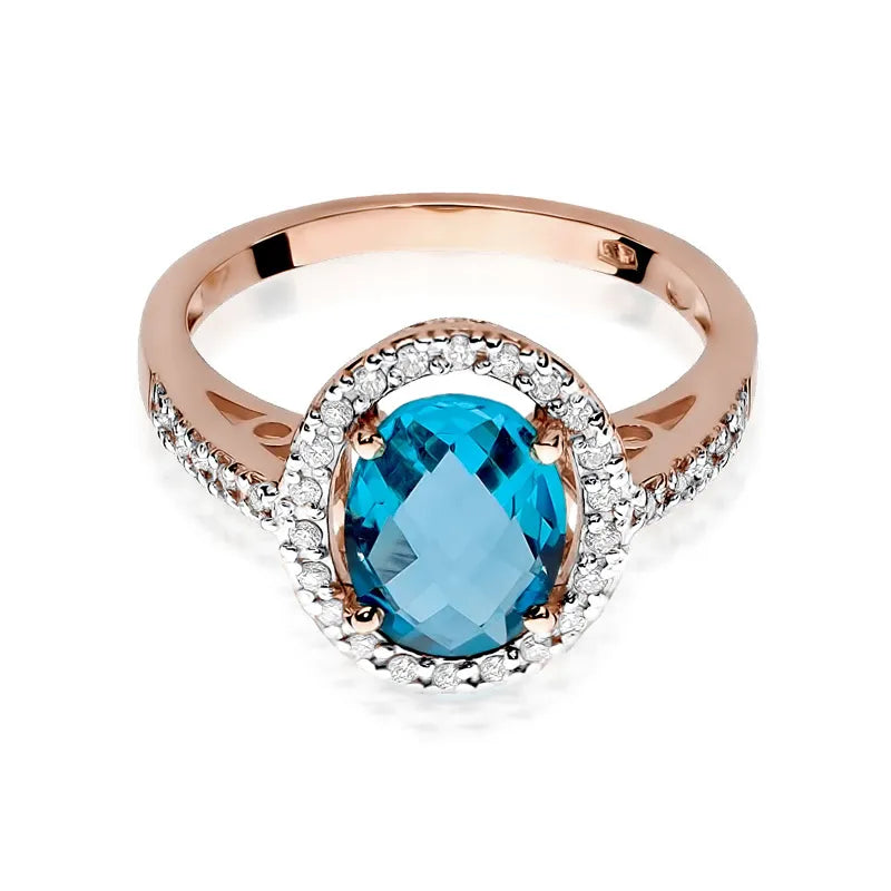 Gold Ring with 1.70ct Topaz and 0.16ct Diamonds