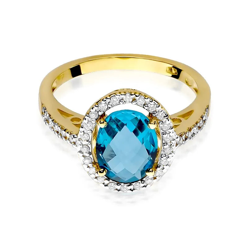 Gold Ring with 1.70ct Topaz and 0.16ct Diamonds