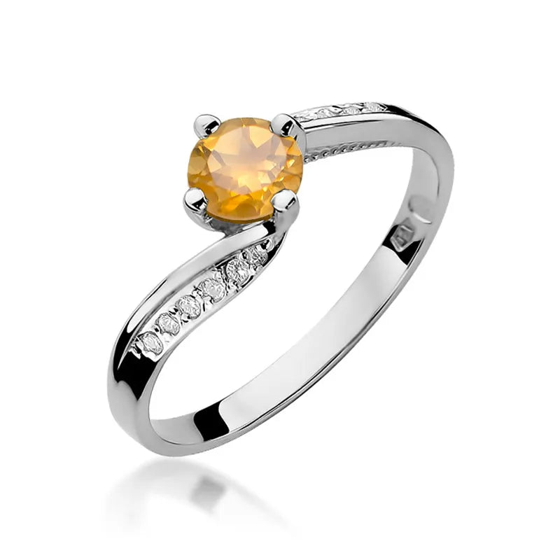 Gold Ring with 0.50ct Citrin and 0.05ct Diamonds