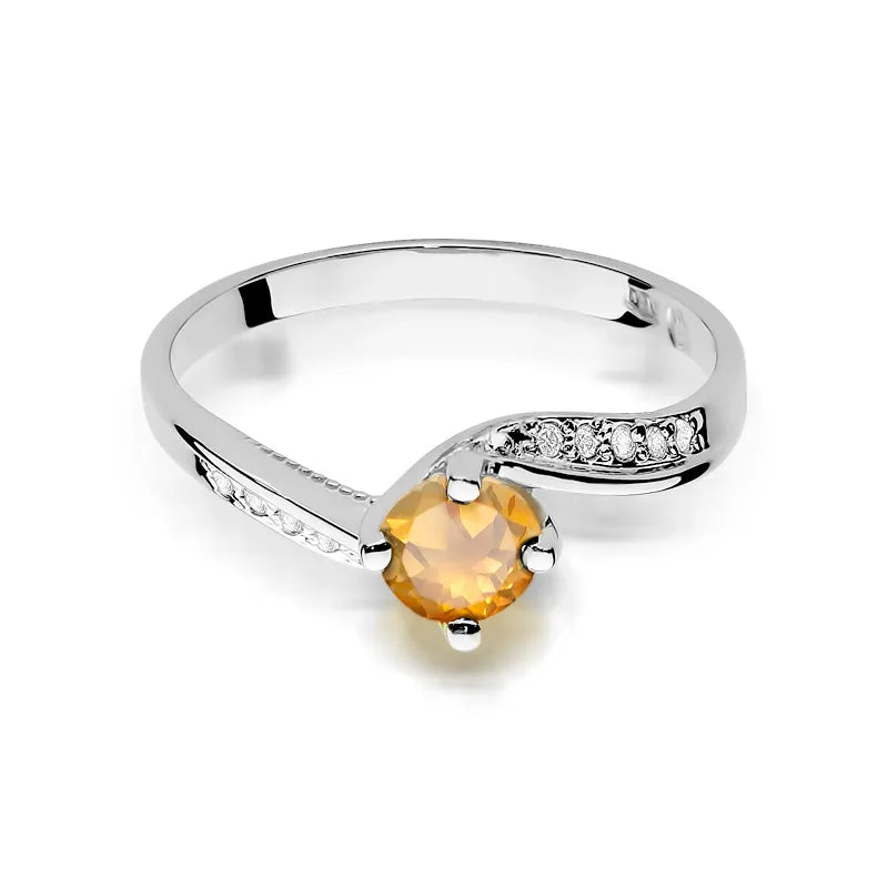 Gold Ring with 0.50ct Citrin and 0.05ct Diamonds