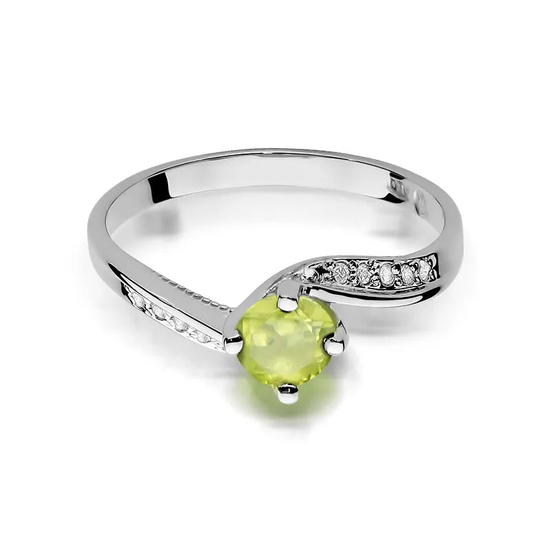 Gold Ring with 0.60ct Olivine and 0.05ct Diamonds