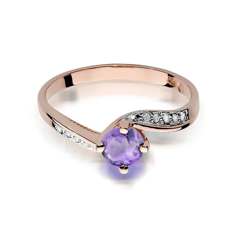 Gold Ring with 0.50ct Amethyst and 0.05ct Diamonds