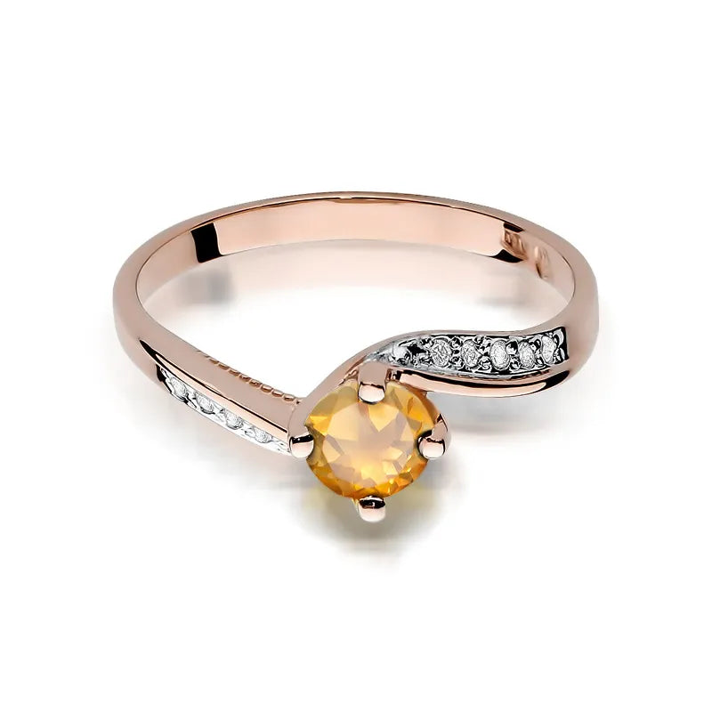 Gold Ring with 0.50ct Citrin and 0.05ct Diamonds