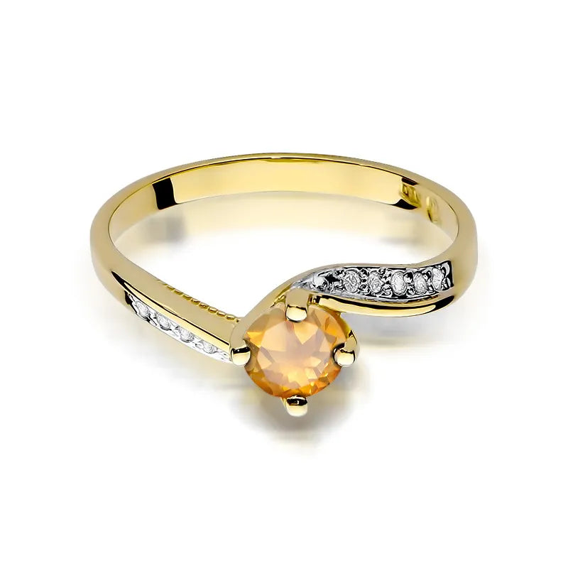 Gold Ring with 0.50ct Citrin and 0.05ct Diamonds