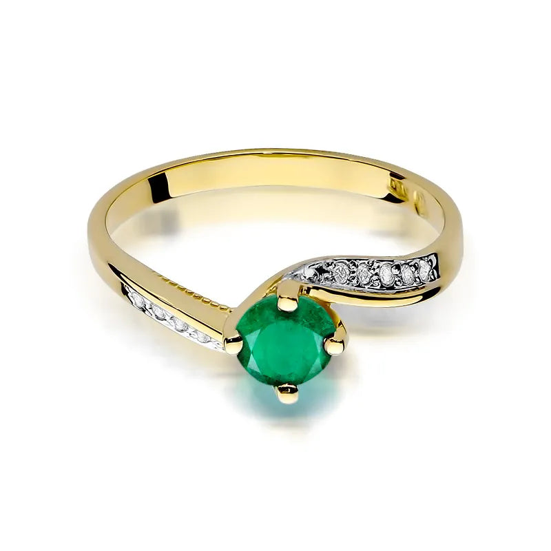Gold Ring with 0.50ct Emerald and 0.05ct Diamonds