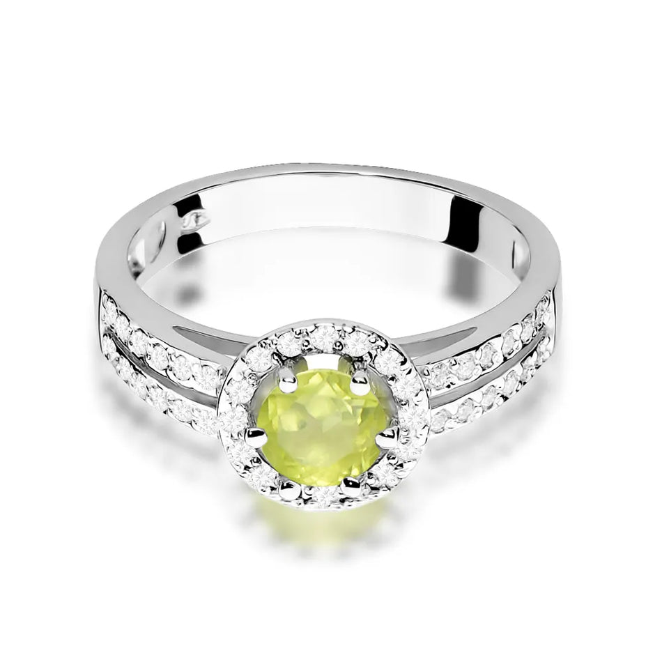 Gold Ring with 0.60ct Olivine and 0.20ct Diamonds