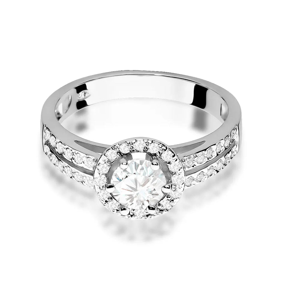 Zlatý prsten s bílým safírem 0,60 ct a diamanty 0,20 ct