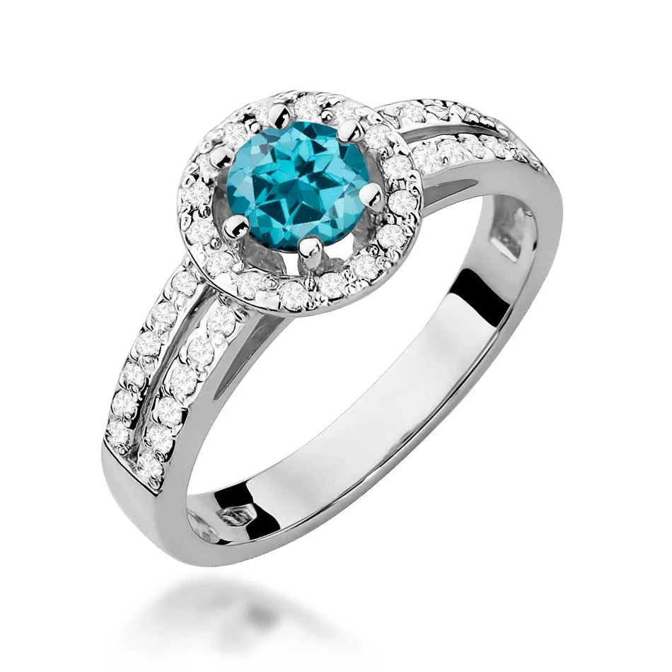 Gold Ring with 0.50ct Topaz London Blue and 0.20ct Diamonds