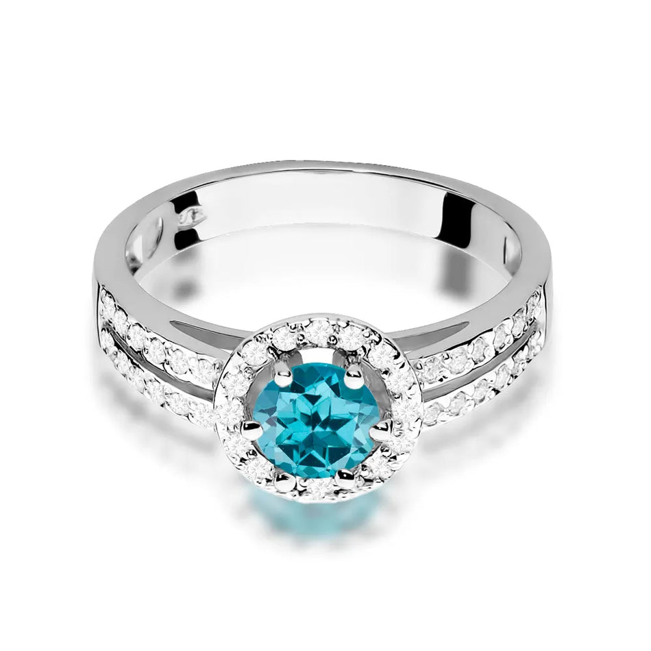Gold Ring with 0.50ct Topaz London Blue and 0.20ct Diamonds